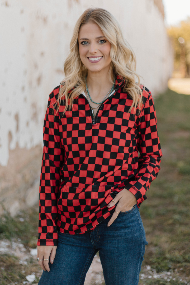 Pep Rally Pullover - Red & Black